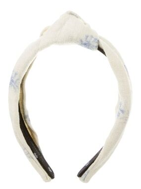 Lele Sadoughi Cream Headband with Pale Blue Floral Detail